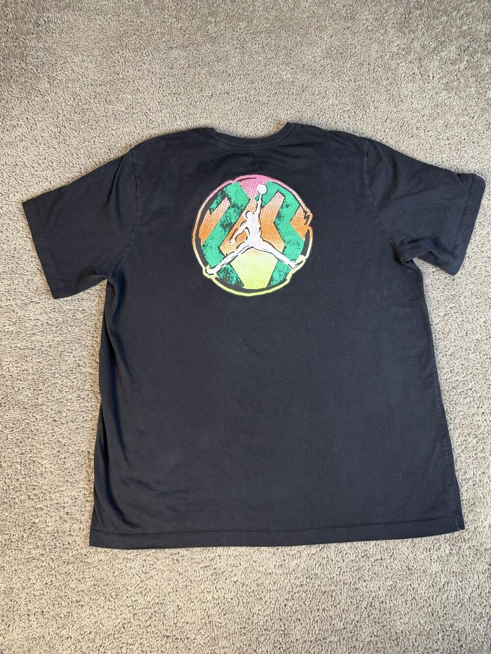 Jordan Shirt Mens XL Black Jumpman Logo Back Graphic Tagless Cotton Standard Fit